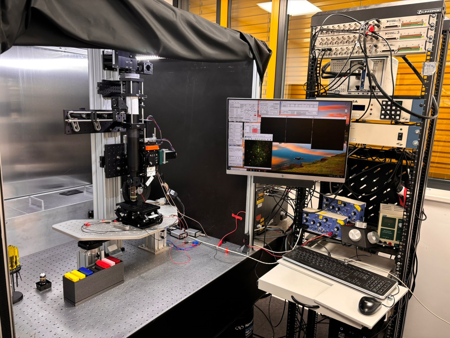 In-house built two-photon microscope with tunable femtosecond Coherent Discovery Laser
