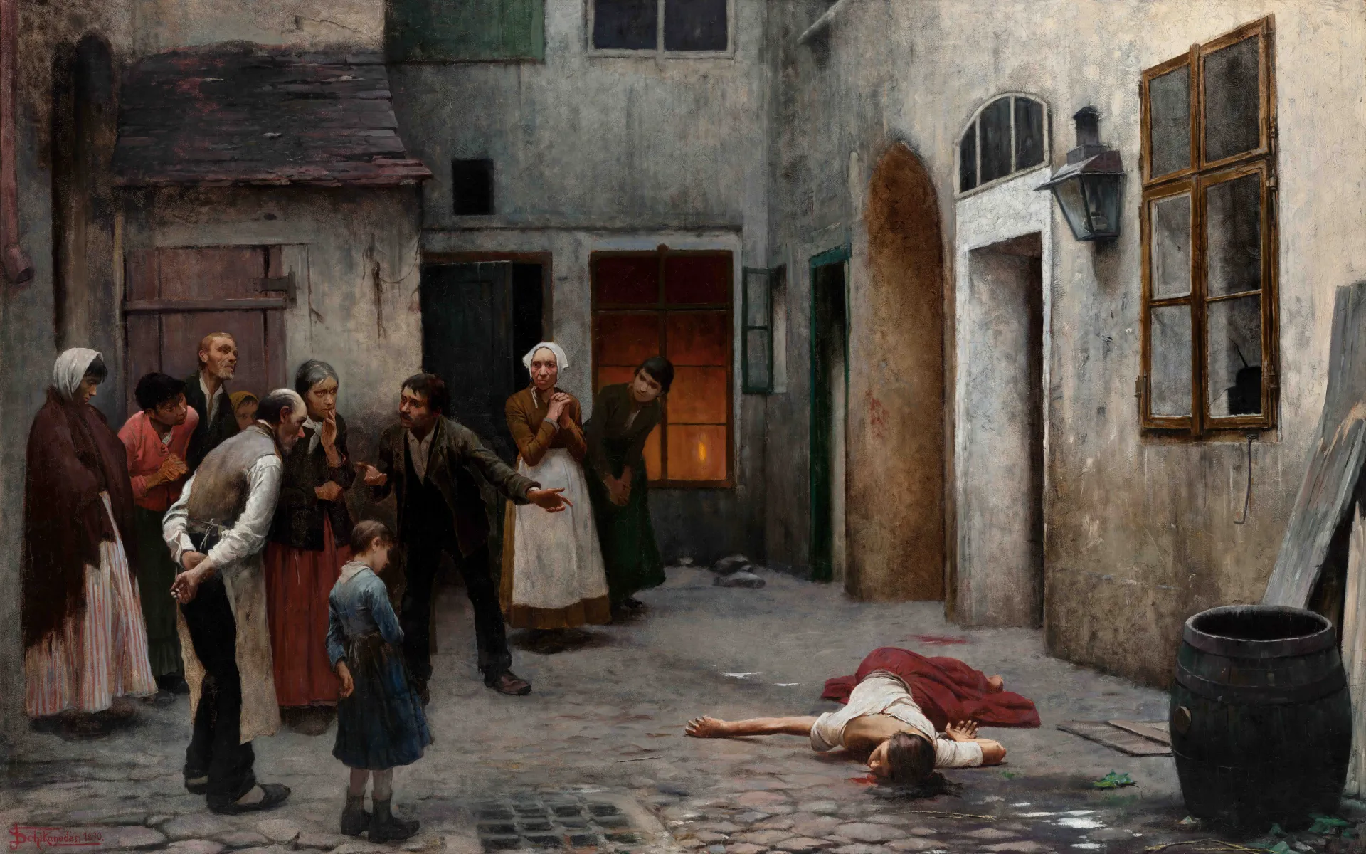 Jakub Schikaneder: Vražda v domě (Wikimedia Commons)