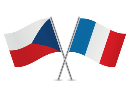 Česká vlajka a francouzská vlajka
