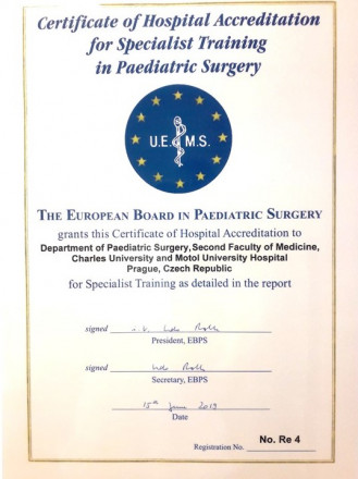 Evropská akreditace UEMS pro dětskou chirurgii