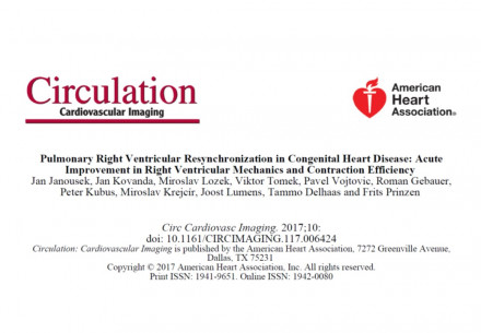 Publikace dokládající pozitivní efekt elektrické resynchronizace pravé komory